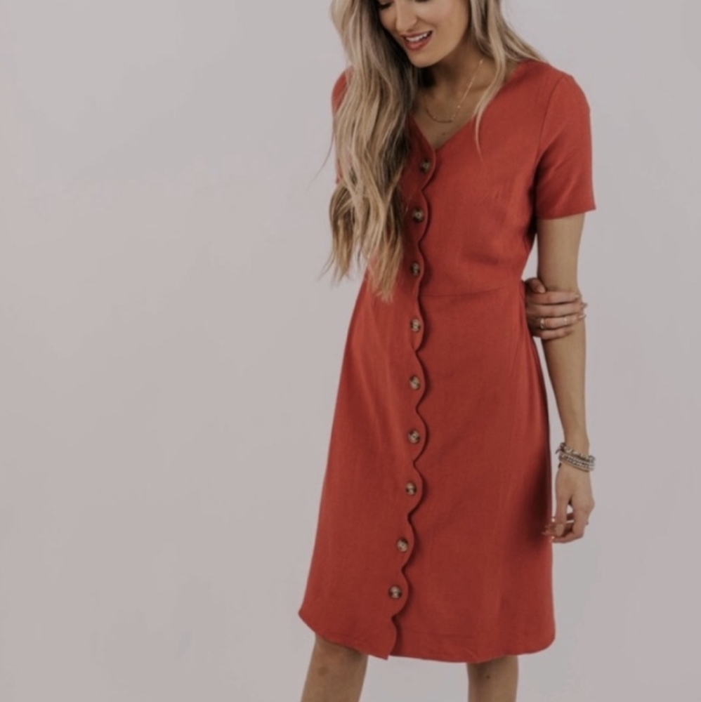 Roolee red midi dress